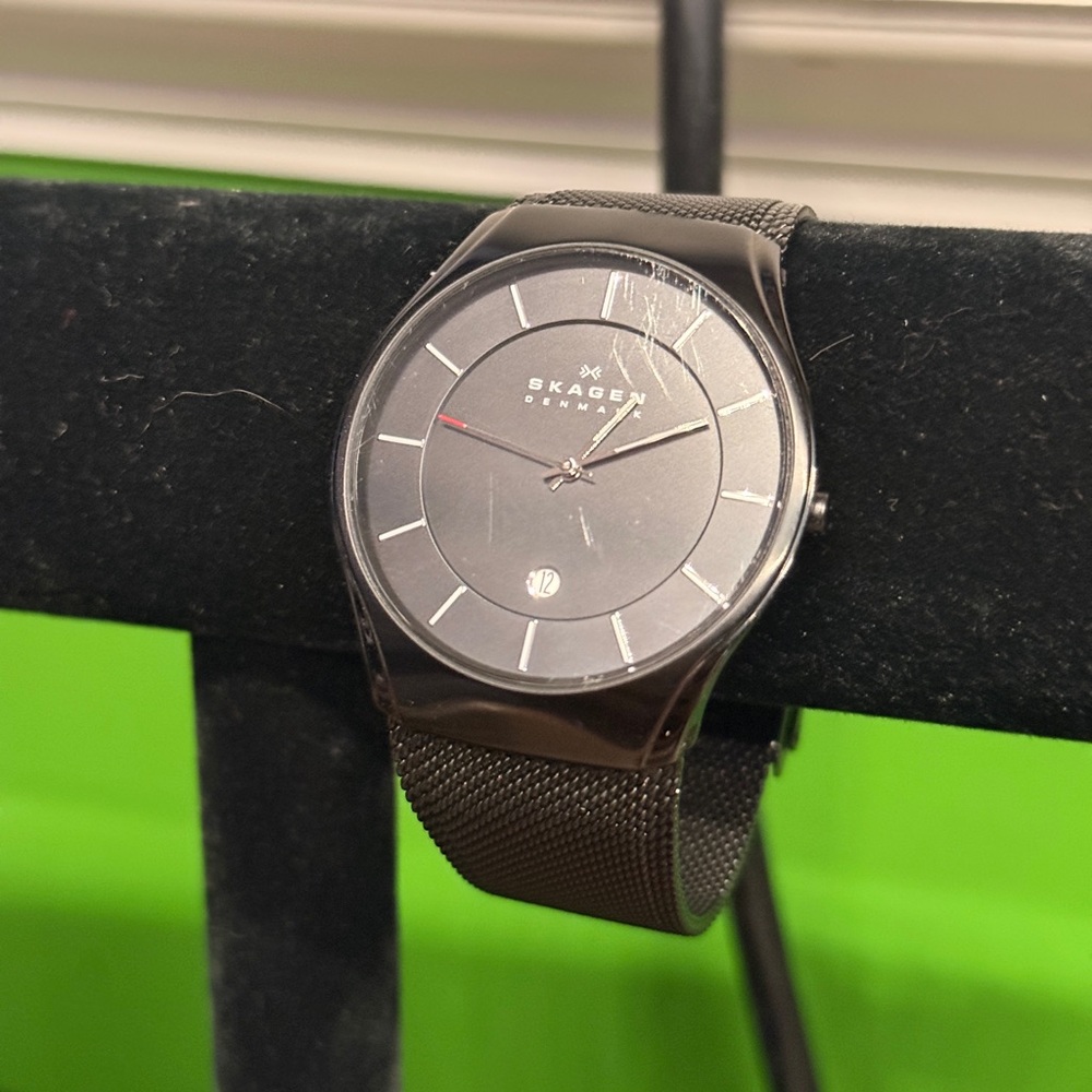 Skagen Slim Black Titanium Mesh Watch